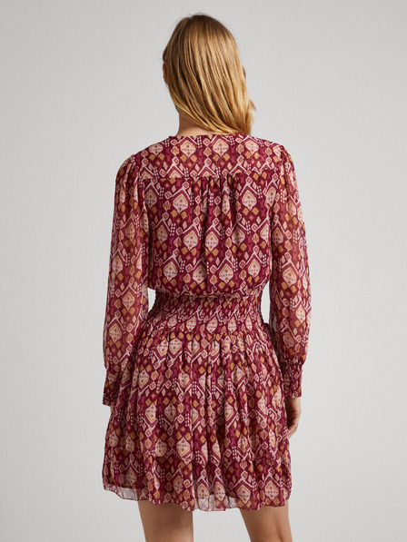 Pepe Jeans Rotes gemustertes Damenkleid Pepe Jeans Gala