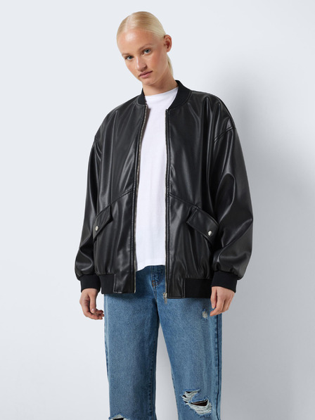 Noisy May Schwarze Damen Kunstleder Oversize Bomberjacke Noisy May Ronja