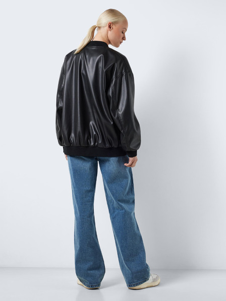Noisy May Schwarze Damen Kunstleder Oversize Bomberjacke Noisy May Ronja