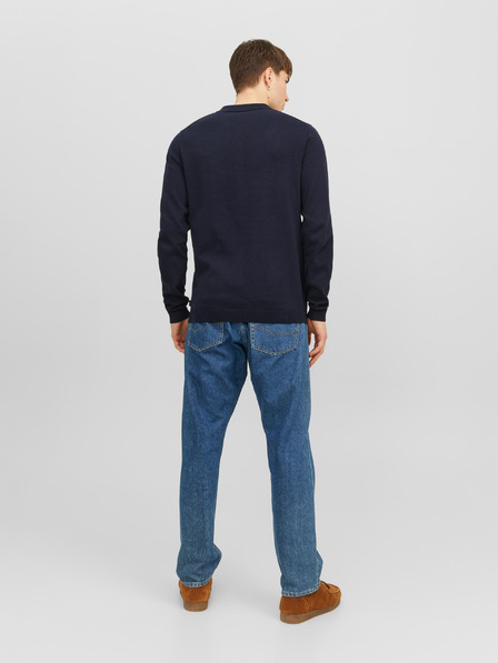 Jack & Jones Dunkelblaues langärmeliges Herren-Poloshirt aus Strick Jack & Jones Blaigor