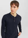 Jack & Jones Dunkelblaues langärmeliges Herren-Poloshirt aus Strick Jack & Jones Blaigor