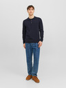 Jack & Jones Dunkelblaues langärmeliges Herren-Poloshirt aus Strick Jack & Jones Blaigor