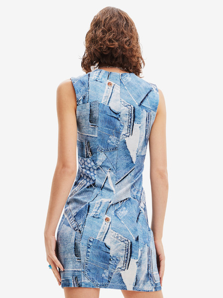 Desigual Blaues Desigual Denam Gemustertes Minikleid für Damen