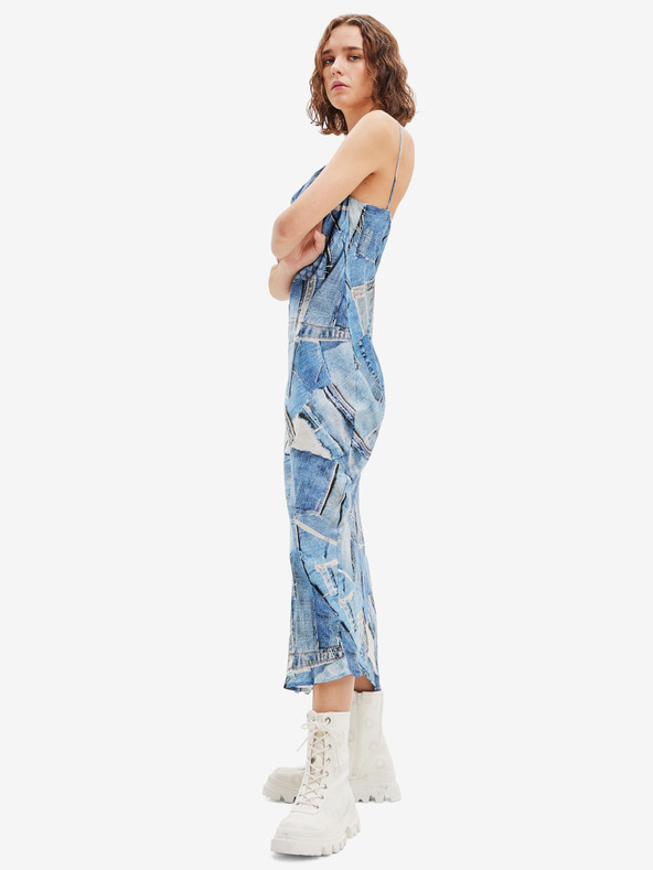 Desigual Blaues gemustertes Maxikleid für Damen Desigual Mississippi