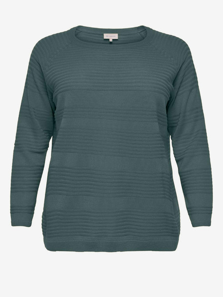 ONLY CARMAKOMA Grüner gerippter Pullover für Damen ONLY CARMAKOMA Airplain