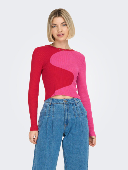ONLY Rot und Rosa Gemusterter Damenpullover ONLY Polly