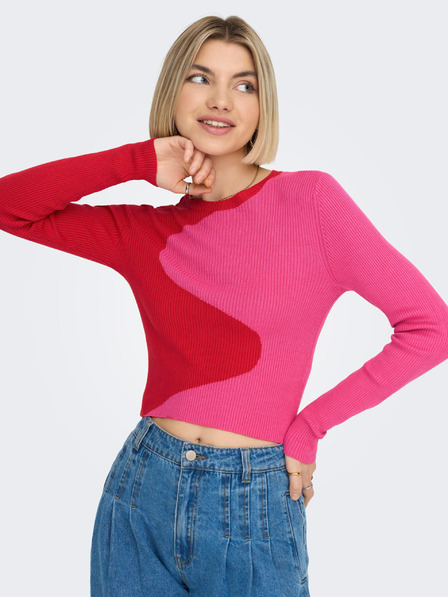 ONLY Rot und Rosa Gemusterter Damenpullover ONLY Polly