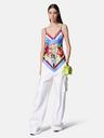 Versace Jeans Couture Grün und blau gemustertes Damen-Satin-Top Versace Jeans Couture