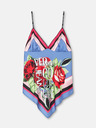 Versace Jeans Couture Grün und blau gemustertes Damen-Satin-Top Versace Jeans Couture
