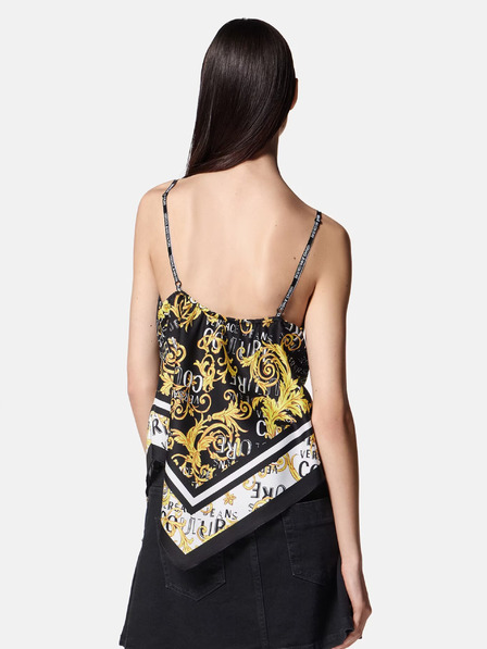 Versace Jeans Couture Schwarzes gemustertes Damen-Satin-Top Versace Jeans Couture
