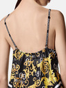 Versace Jeans Couture Schwarzes gemustertes Damen-Satin-Top Versace Jeans Couture