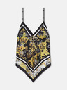 Versace Jeans Couture Schwarzes gemustertes Damen-Satin-Top Versace Jeans Couture