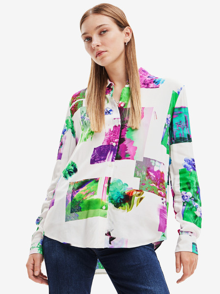 Desigual Grün-weiß gemustertes Damenhemd Desigual Trieste