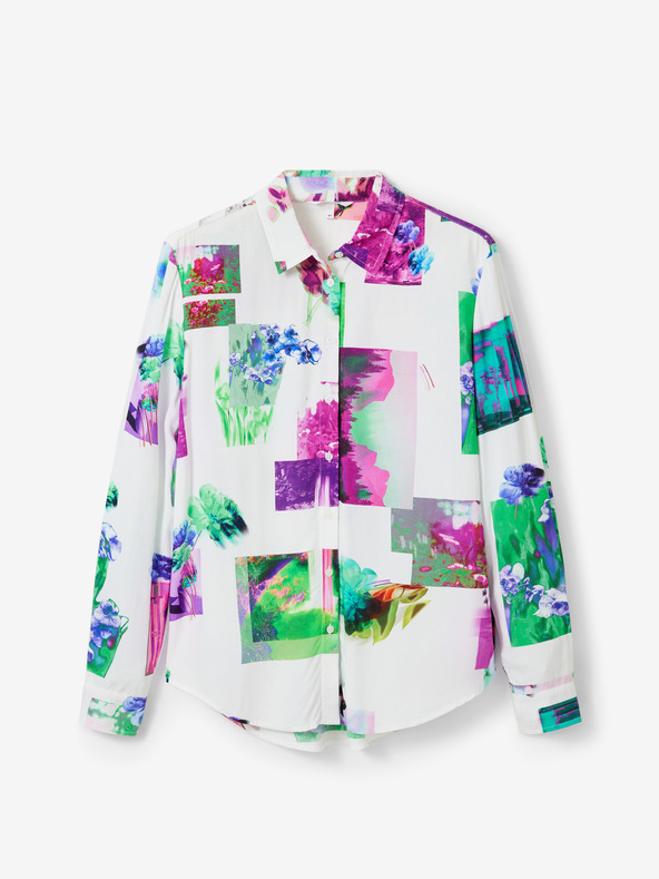 Desigual Grün-weiß gemustertes Damenhemd Desigual Trieste