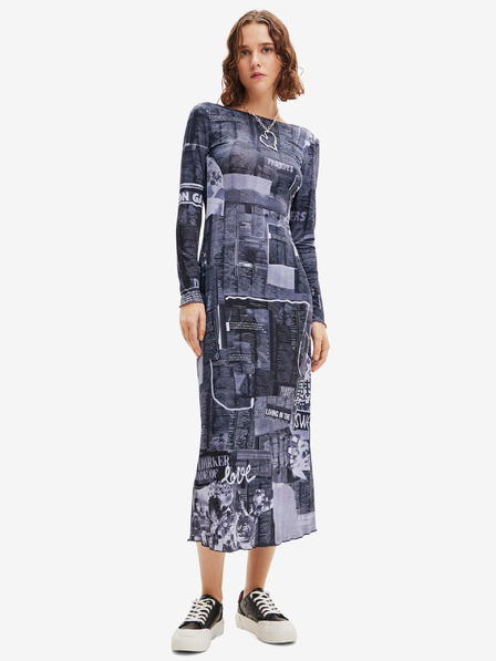 Desigual Desigual News Pito Dunkelblau Gemustertes Maxikleid für Damen