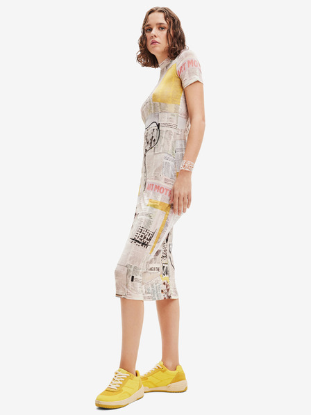 Desigual Beigefarbenes gemustertes Damen-Midikleid Desigual News
