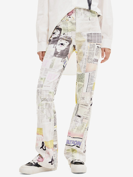 Desigual Weiße gemusterte Damenhose Desigual Nicole