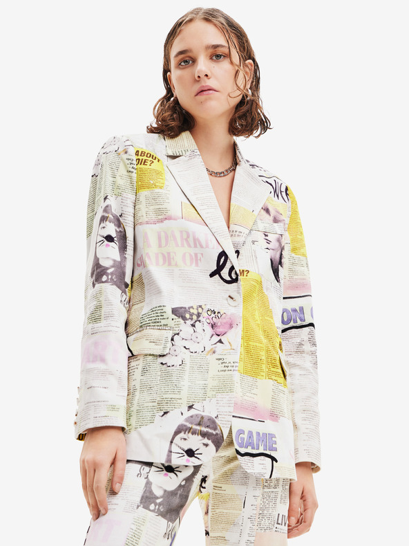 Desigual Weißer gemusterter Damenblazer von Desigual Lia