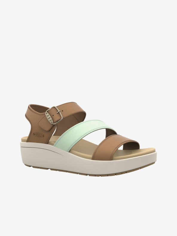 Keen Braune Keen Leder-Keilsandalen für Frauen