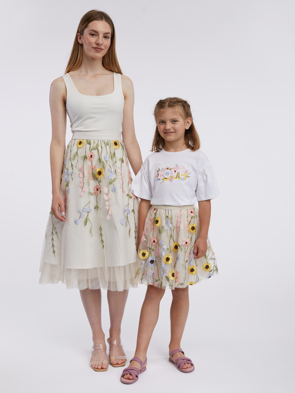 Orsay Cremefarbener Damen-Midirock mit Blumenmuster ORSAY