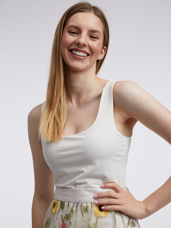 Orsay Cremefarbener Damen-Midirock mit Blumenmuster ORSAY