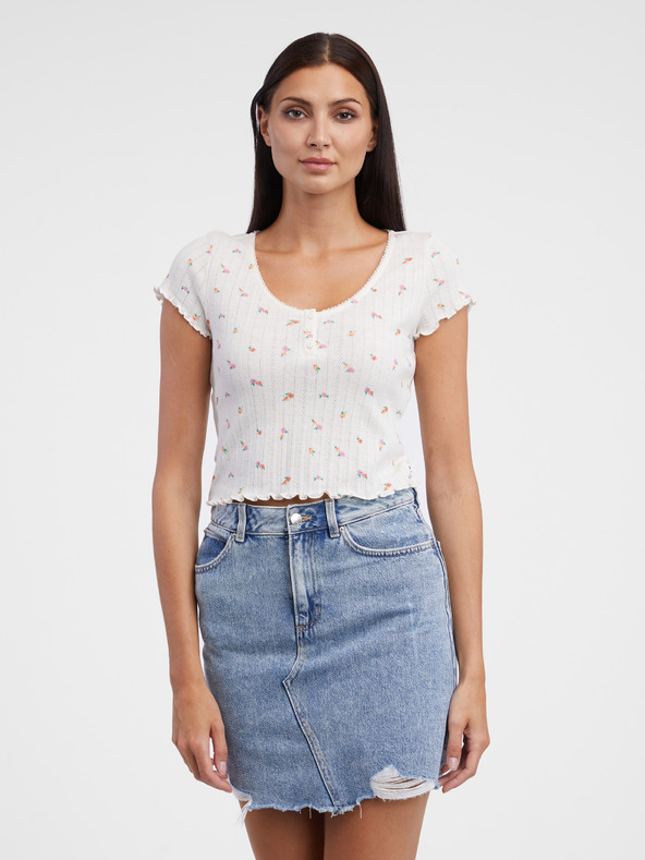 Tom Tailor Denim Weißes Damenhemd mit Blumenmuster Tom Tailor Denim