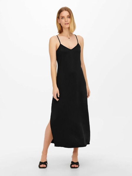 Jacqueline de Yong Schwarzes Damen-Maxikleid aus Satin mit Riemchen JDY Ruby