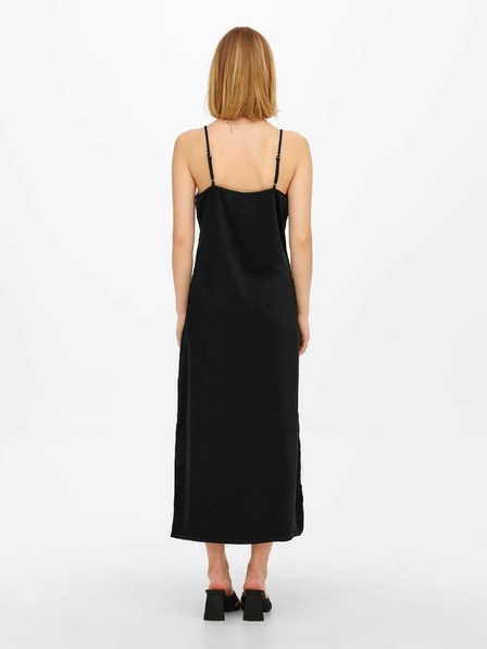 Jacqueline de Yong Schwarzes Damen-Maxikleid aus Satin mit Riemchen JDY Ruby