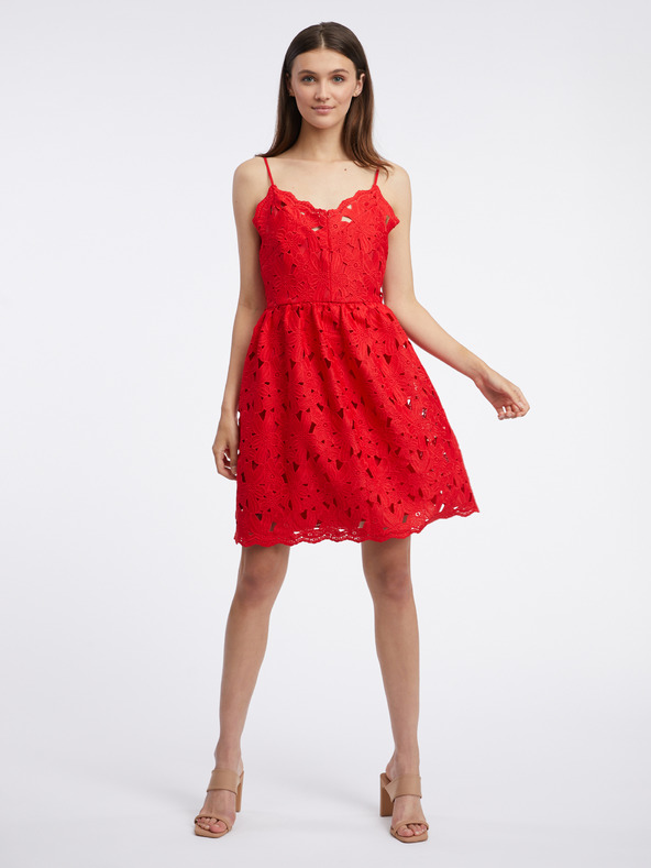 Orsay Rotes Damen-Spitzenkleid ORSAY