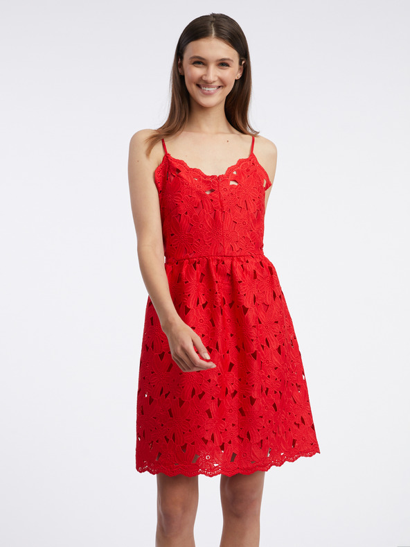 Orsay Rotes Damen-Spitzenkleid ORSAY