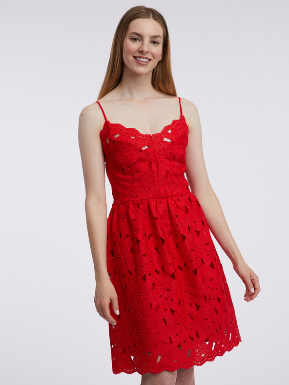 Orsay Rotes Damen-Spitzenkleid ORSAY