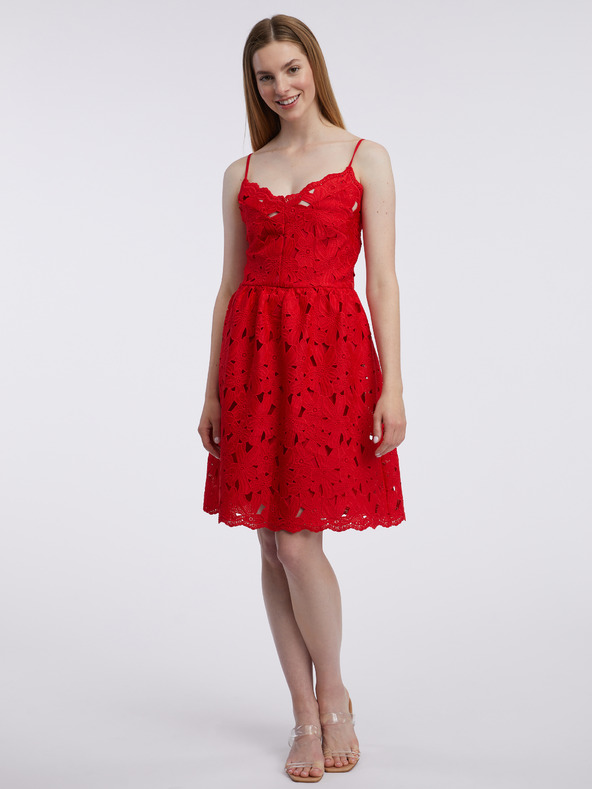 Orsay Rotes Damen-Spitzenkleid ORSAY