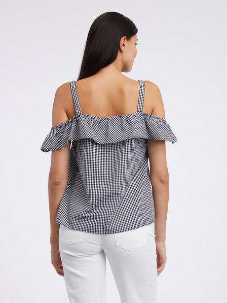CAMAIEU Weiß-schwarz karierte Damenbluse CAMAIEU