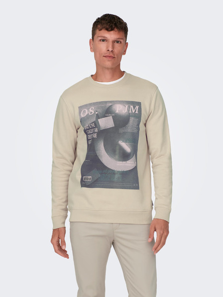 ONLY & SONS Beigefarbenes ONLY & SONS Todd Herren-Sweatshirt