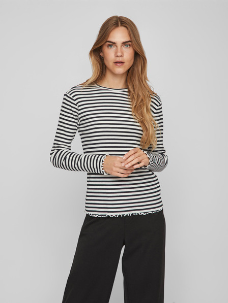 Vila Weiß-schwarz gestreiftes Damen-Langarmshirt VILA Thessa