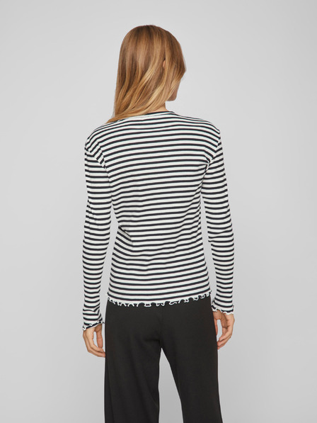 Vila Weiß-schwarz gestreiftes Damen-Langarmshirt VILA Thessa