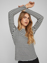 Vila Weiß-schwarz gestreiftes Damen-Langarmshirt VILA Thessa