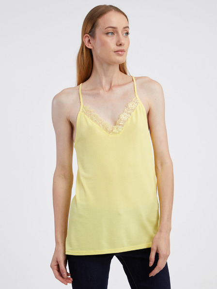 CAMAIEU Gelbes Damen-Tank-Top mit Spitze CAMAIEU