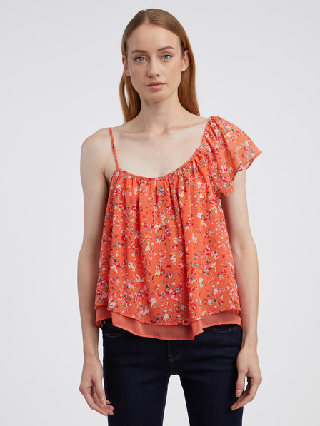 CAMAIEU Orange Damenbluse mit Blumenmuster CAMAIEU