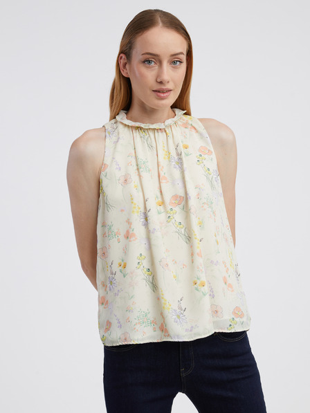CAMAIEU Hellgelbe Damenbluse mit Blumenmuster CAMAIEU