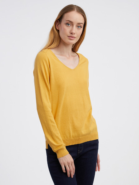CAMAIEU Gelber Basic-Pullover für Damen CAMAIEU