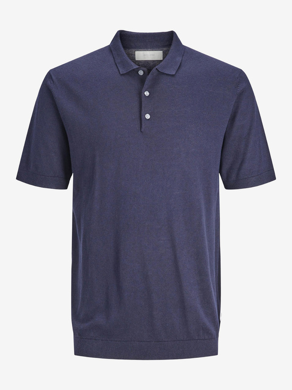 Jack & Jones Dunkelblaues Herren-Strick-Poloshirt mit Leinen Jack & Jones Igor