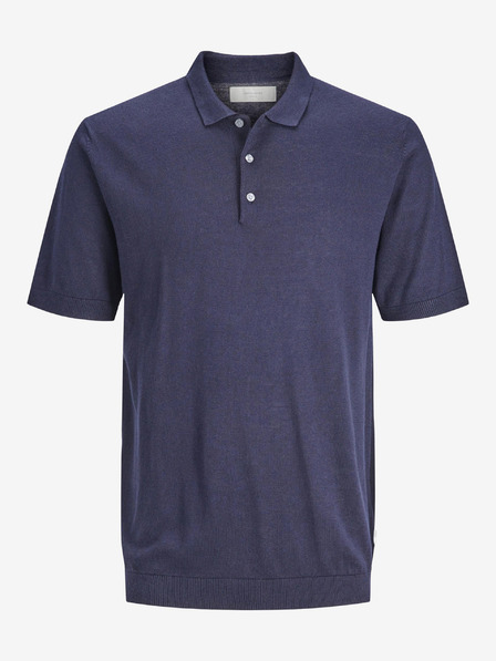 Jack & Jones Dunkelblaues Herren-Strick-Poloshirt mit Leinen Jack & Jones Igor