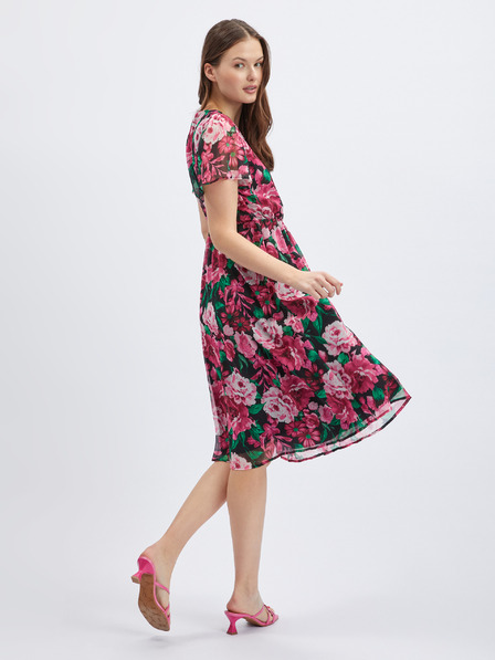 Orsay Schwarzes und rosa geblümtes Damenkleid ORSAY