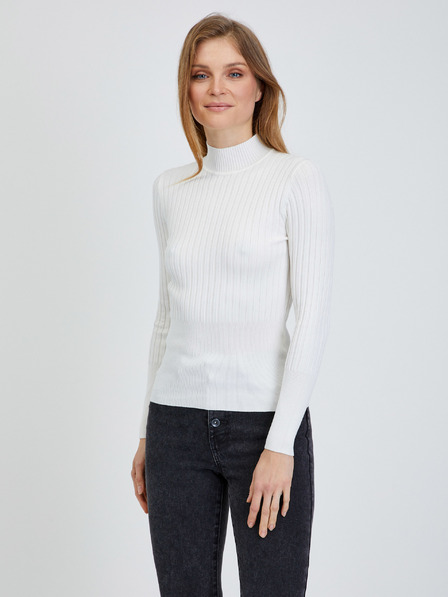 Orsay Cremefarbener Damen gerippter Pullover ORSAY