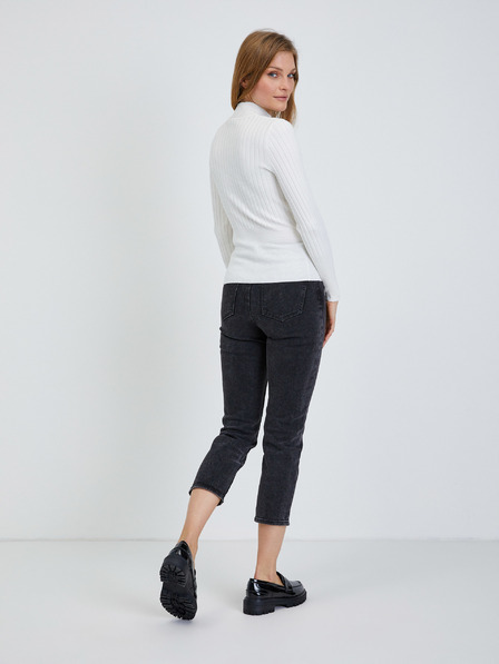 Orsay Cremefarbener Damen gerippter Pullover ORSAY