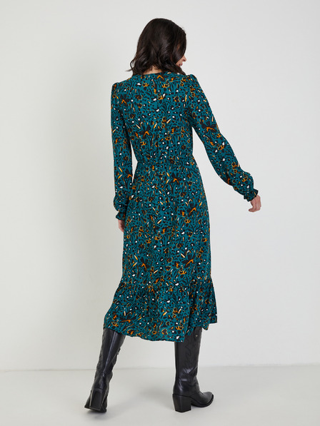 Orsay Dunkelgrünes gemustertes Damen Midikleid ORSAY