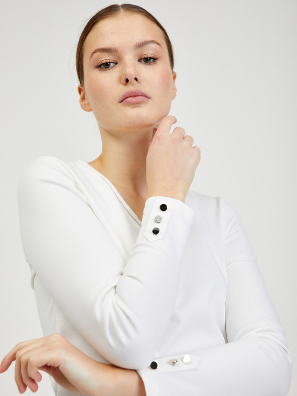 Orsay Weißes langärmeliges Damen T-Shirt ORSAY