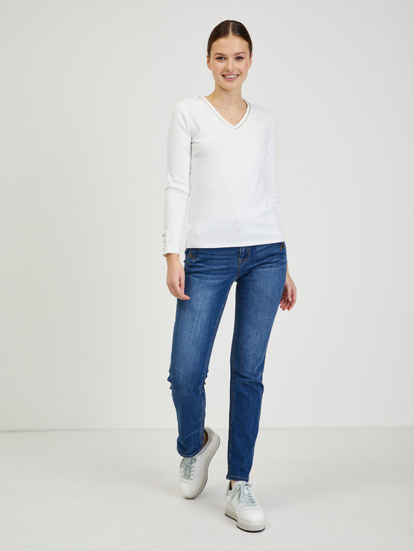 Orsay Weißes langärmeliges Damen T-Shirt ORSAY