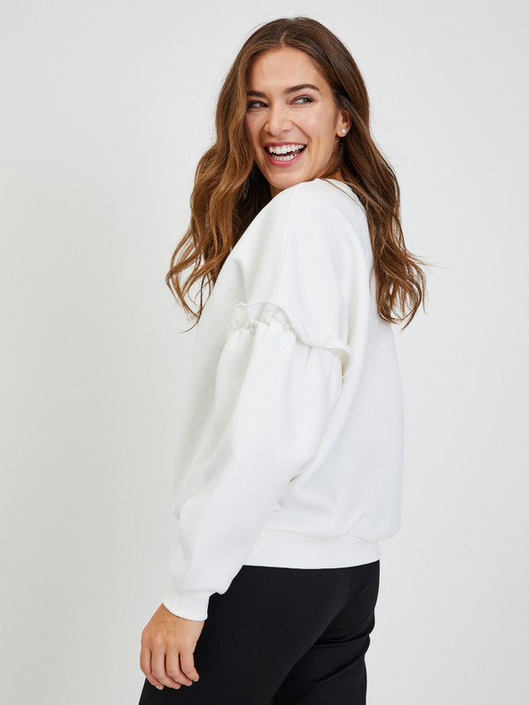 Orsay Weißes Damen Sweatshirt Oversize mit Ballonärmeln ORSAY